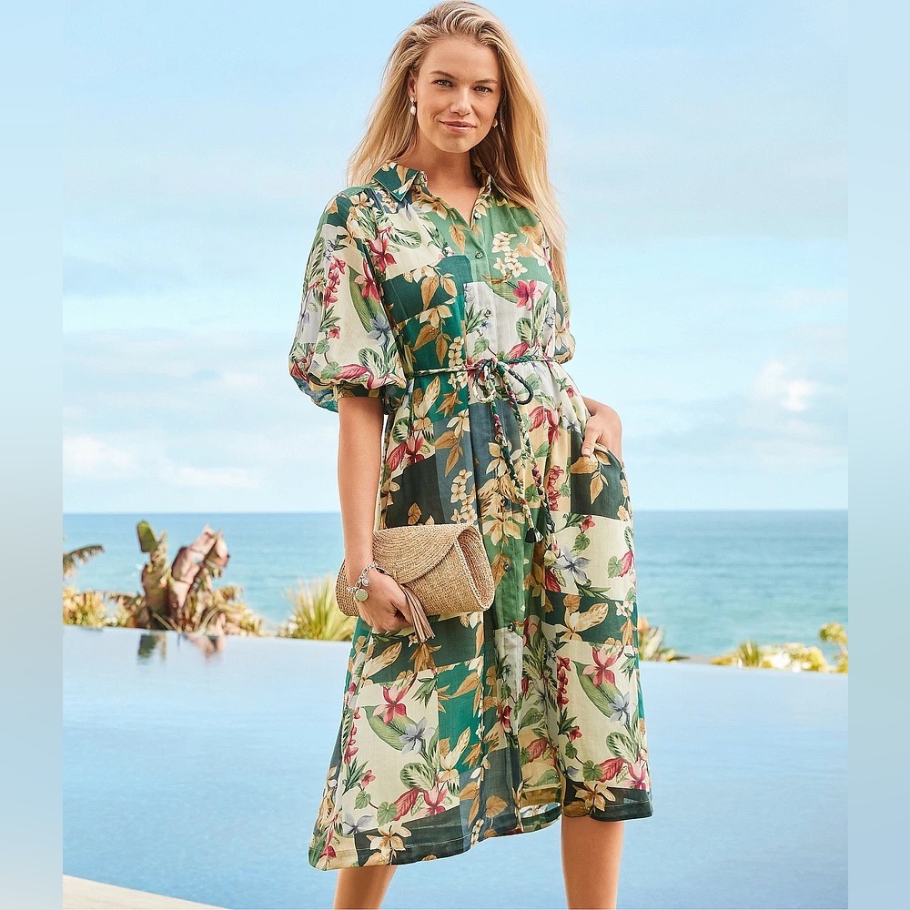NWT Tommy Bahama Hightide Flora Midi Shirt Dress